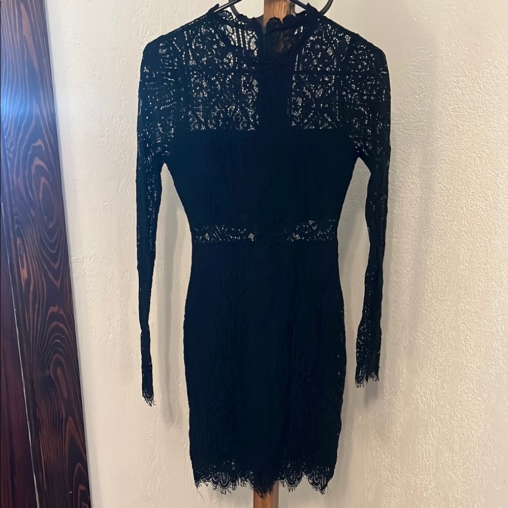 Lulu's Black Long Sleeve Lace Dress - Picture 2 of 6